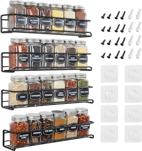 Gewürzregal Priksia Wand 4er Set Gewürz Organizer ohne Bohren