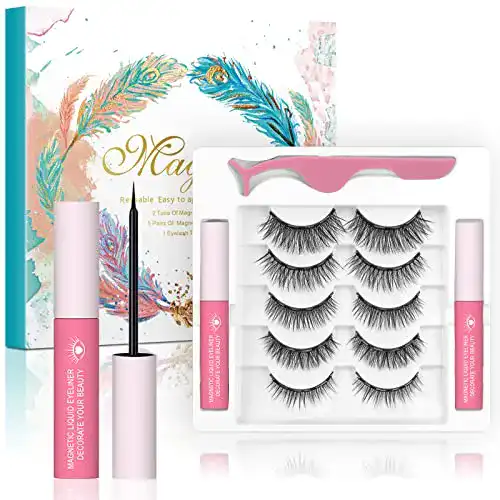 Magnetische Wimpern Aosun, Magnet mit Eyeliner, Upgraded