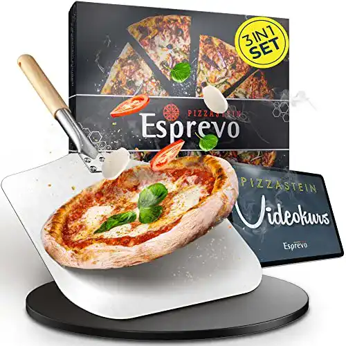 Esprevo Pizzastein für Gasgrill und Backofen rund 33 cm, 3er Set