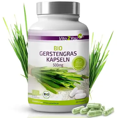 Gerstengras Kapseln 360 Stück von Vita2You – Bio Qualität