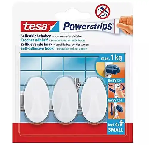 tesa Powerstrips Haken Small Oval 2er Pack selbstklebende Wandhaken