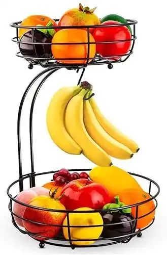 Obstkorb Fuleadture zwei stöckig mit Bananenhalter