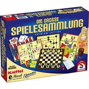 Spielesammlung Schmidt Spiele 49125 mit Holzfiguren und verschiedenen Spielen