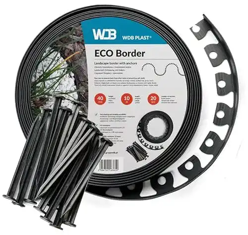 Rasenkante WDB Flexible Kunststoff, 10 Meter Länge und 4 cm Höhe