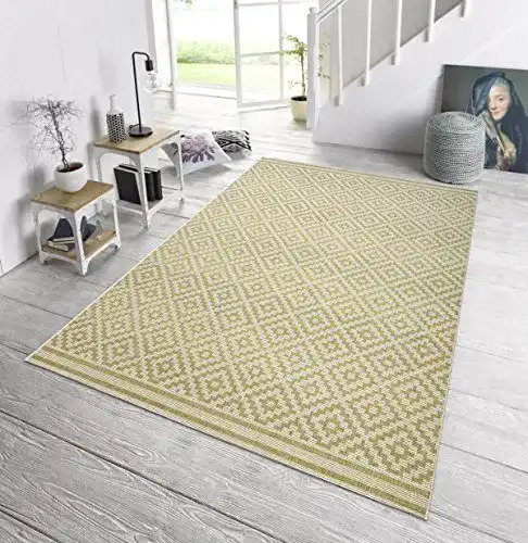 Outdoor Teppich für Terrasse und Innenräume im Raute Design