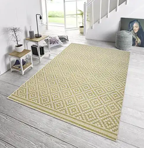 Outdoor Teppich für Terrasse und Innenräume im Raute Design