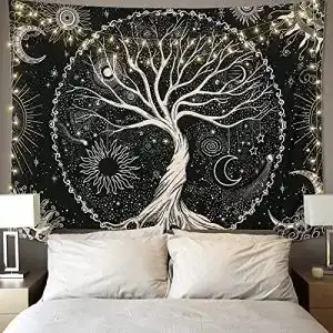 Wandteppich Betylifoy Baum des Lebens mit Mond und Sonne Tapisserie