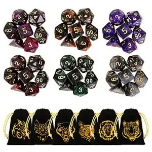 DnD Würfel GWHOLE 6 x 7 (42 Stück) Set aus polyedrischen Spielwürfeln