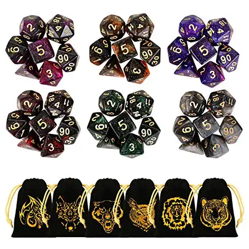 DnD Würfel GWHOLE 6 x 7 (42 Stück) Set aus polyedrischen Spielwürfeln