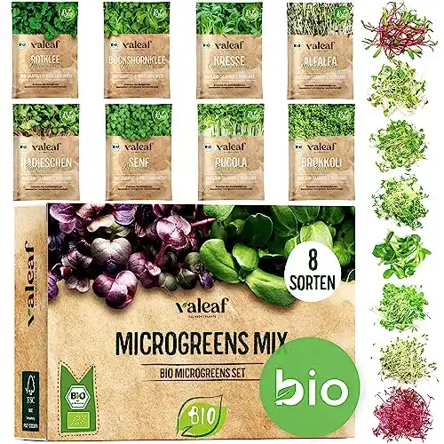 Valeaf Bio Microgreens Set mit 8 Sorten Sprossen Samen
