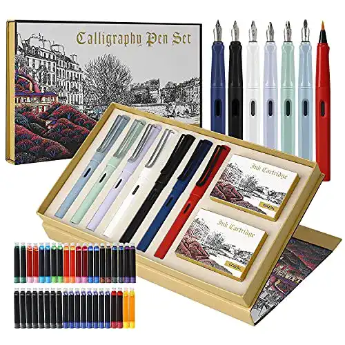 Kalligraphie-Füller Set GC QUILL mit 7 Federn und 40 Tintenpatronen