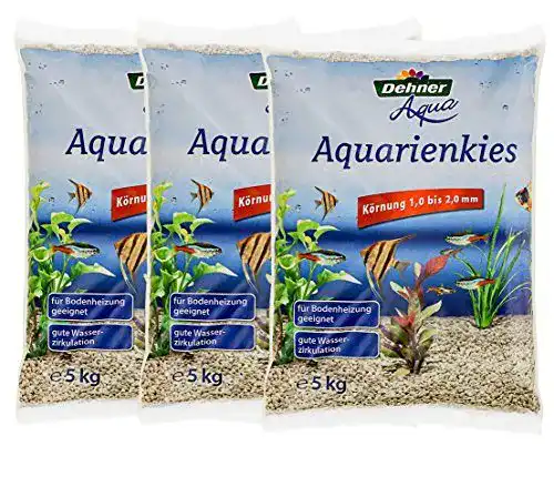 Dehner Aqua Aquarium-Kies, Körnung 1 – 2 mm, 3 x 5 kg