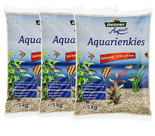 Dehner Aqua Aquarium-Kies, Körnung 1 – 2 mm, 3 x 5 kg