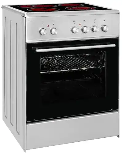 Elektro-Standherd Exquisit ECM 6-4 BZ Inox mit Glaskeramik-Kochfeld
