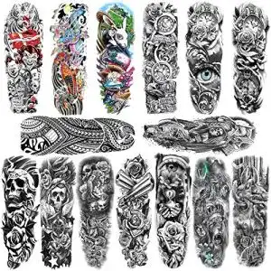 Temporäre Tattoos Qpout – 15 Blätter große Tätowierungen