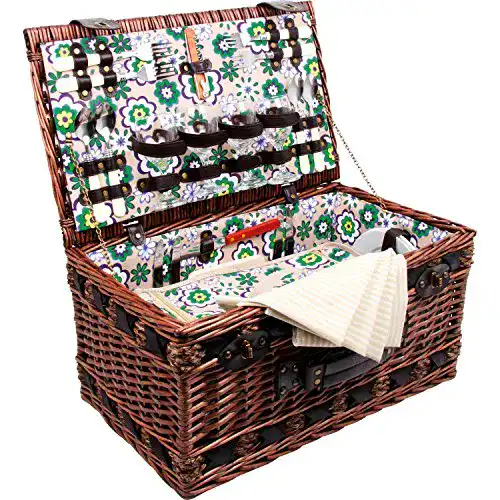 Picknickkorb für 4 Personen von Small Foot – Weidenkorb Deluxe