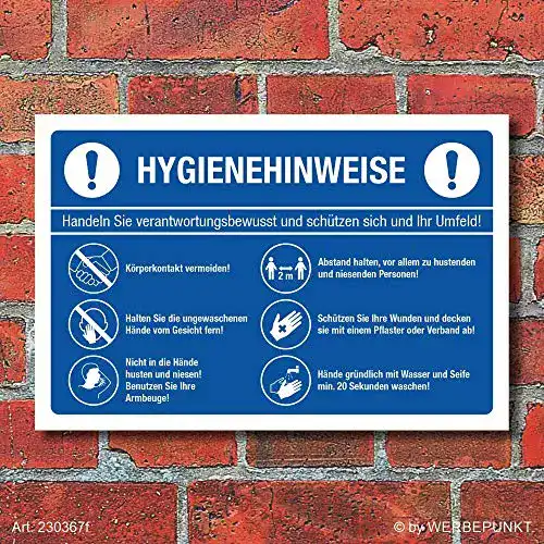 Schild Hygienehinweise für öffentliche Bereiche