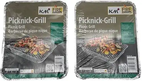 Einweggrill KM Firemaker 2 Packungen mit 450 g Holzkohle