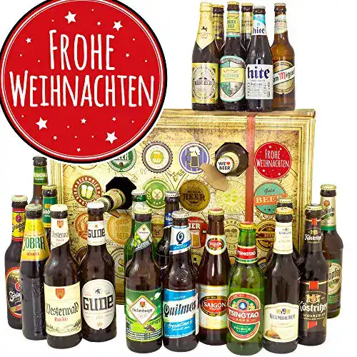 Bier-Adventskalender mit internationalen und deutschen Bieren 2024