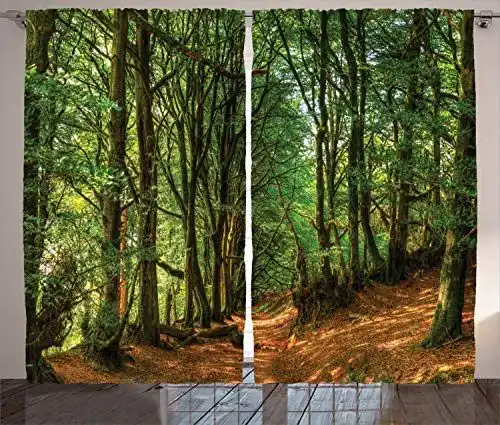 Fotogardinen Abakuhause Wald – Rustikale Gardine für Wohnräume