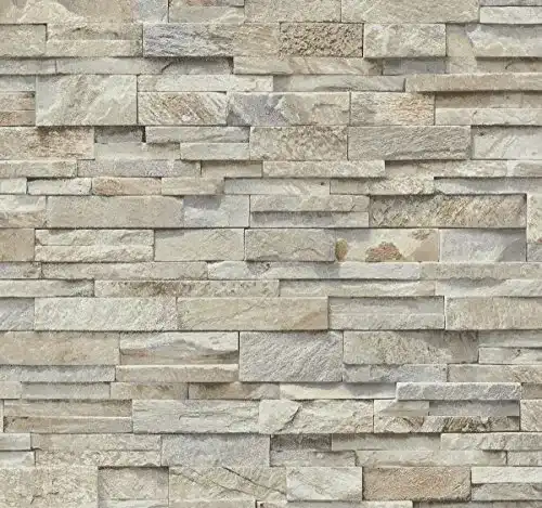 Vliestapete von P+S mit 3D Ziegel- und Schieferfliesenmotiven