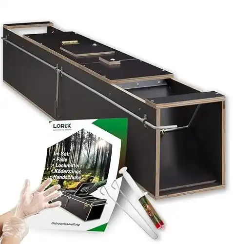Lebendfalle Marderfalle Holz 100 x 18 x 21 cm mit Lockmittel