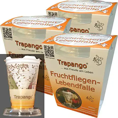 Fruchtfliegenfalle Trapango – 3 Stück Lebendfalle
