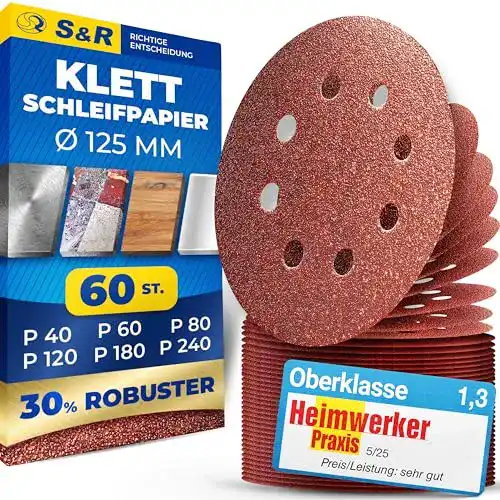 Schleifscheiben S&R Professional 125mm Klett Set mit 60 Schleifscheiben
