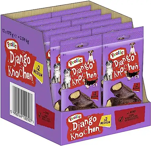 Frolic Hundefutter Django Knochen Beutel für mittlere Hunde mit Rind
