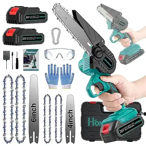 Akku-Astsäge Homerays Mini Kettensäge 4/6 Zoll 2-in-1