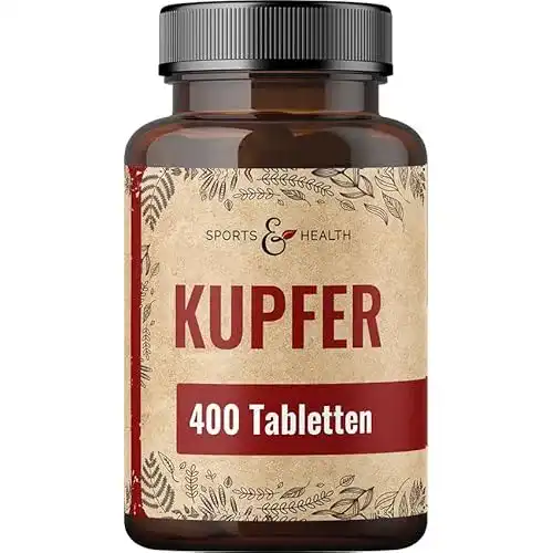 Kupfer Tabletten von Cdf Sports & Health Solutions – 400 Tabletten mit 2mg Kupfer