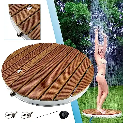 Bodendusche @tec Gartendusche aus Teak-Holz für den Außenbereich