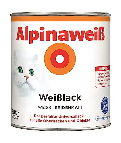 Acryllack Alpina Weißlack 2 Liter seidenmatt für Innenanwendungen