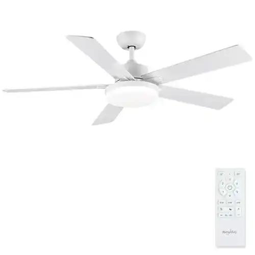 Deckenventilator mit Lampe Newday 132 cm – Weiß, Beleuchtung, Fernbedienung