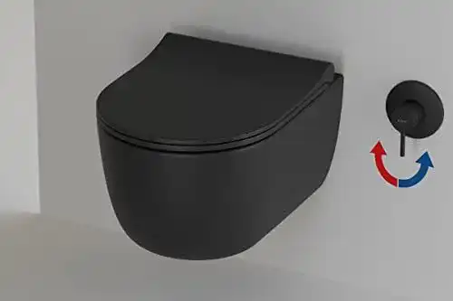 Wand-WC spülrandlos Badena Dusch WC in Schwarz Matt