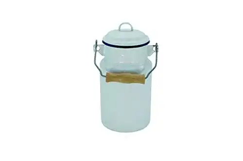 Milchkanne Krüger Karl Husum aus Emaille, 1 Liter, weiß