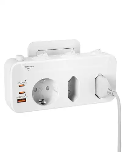 Steckdosenleiste mit einzeln schaltbaren Steckdosen und USB-Anschlüssen