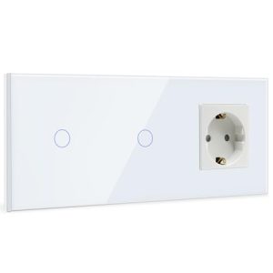 Bseed Touch Lichtschalter mit Steckdose, doppelter Unterputz-Wandschalter