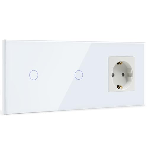 Bseed Touch Lichtschalter mit Steckdose, doppelter Unterputz-Wandschalter