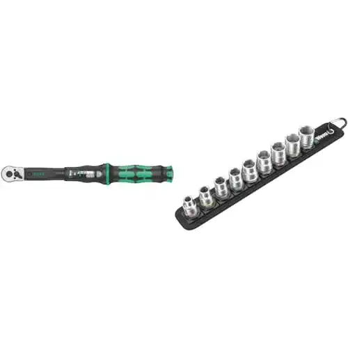 Wera Drehmomentschlüssel 05075610001 Click-Torque B 1 mit Steckschlüsseleinsätzen