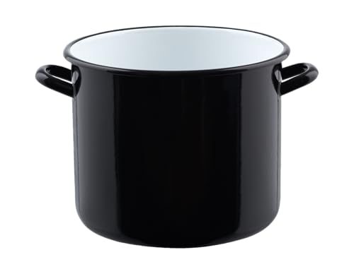 Riess Kochtopf 8 Liter mit Bördelrand, Schwarz, Induktionsgeeignet