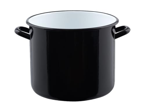 Riess Kochtopf 8 Liter mit Bördelrand, Schwarz, Induktionsgeeignet