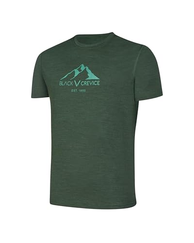 Herren Merino T-Shirt von Black Crevice in Forest Green