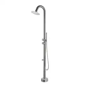 Edelstahl Gartendusche Stilform Soho mit Regendusche und Handbrause