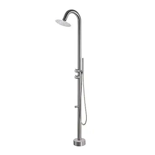 Edelstahl Gartendusche Stilform Soho mit Regendusche und Handbrause