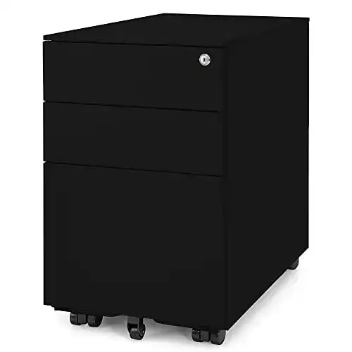 Bürocontainer Ergotopia Rollcontainer schwarz abschließbar für Schreibtisch