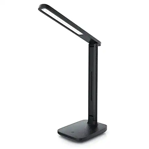 LED Tischleuchte Brandson in Lederoptik mit dimmbaren LEDs