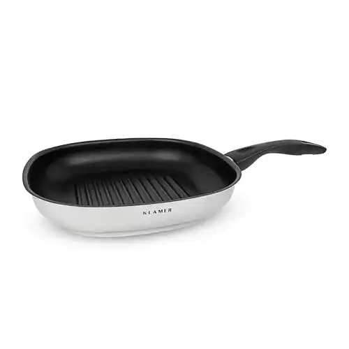 Edelstahl Grillpfanne KLAMER Induktion 28 cm Schmorpfanne