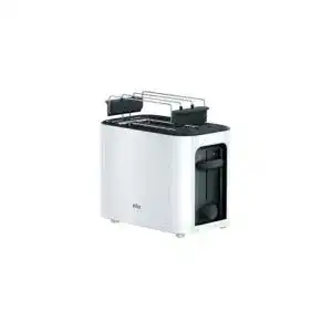 Braun HT 3010 Toaster in Weiß mit Doppelschlitz und Brötchenaufsatz