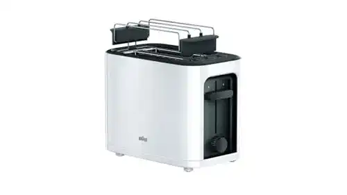 Braun HT 3010 Toaster in Weiß mit Doppelschlitz und Brötchenaufsatz